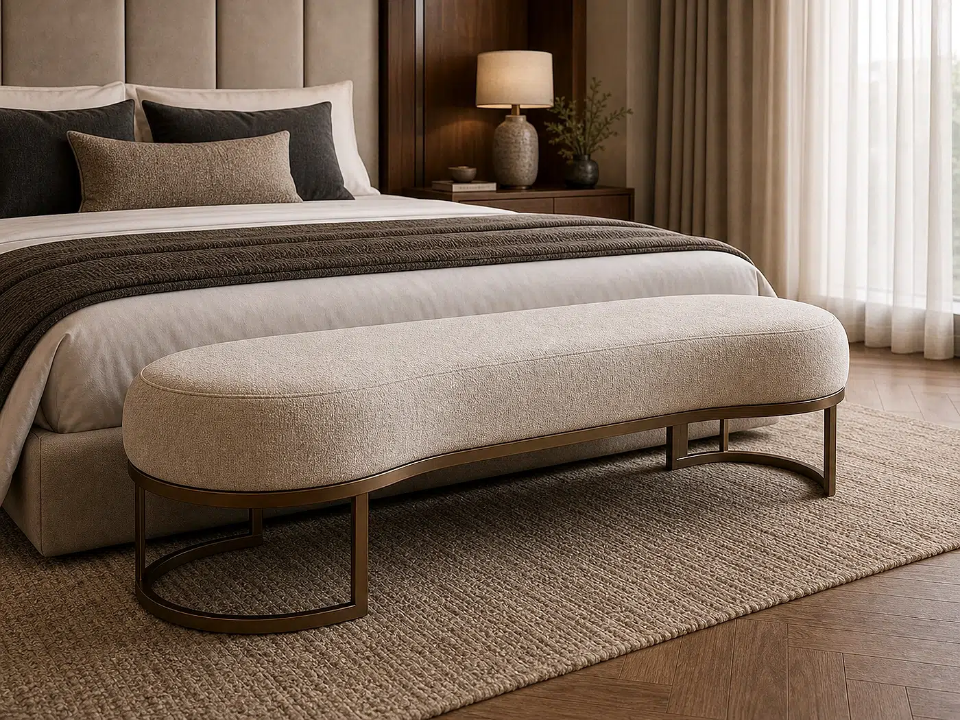 Curved Accent Bench for Bedrooms, foyers, and dressing areas