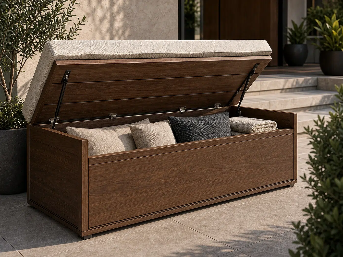 Garden Storage Bench for Patios, mudrooms, and terrace entries