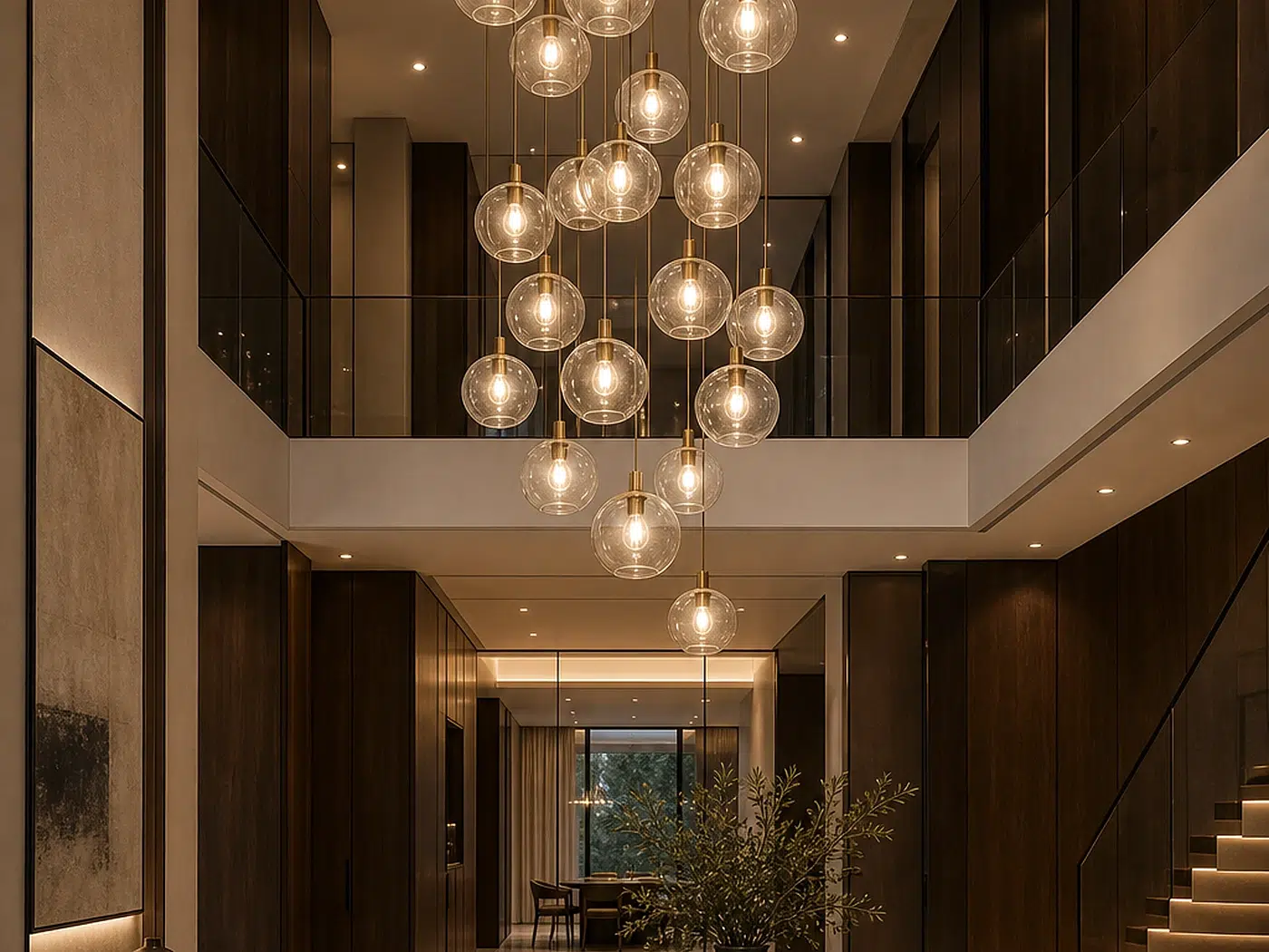 Glass Globe Chandelier for Double-height foyers and lounges