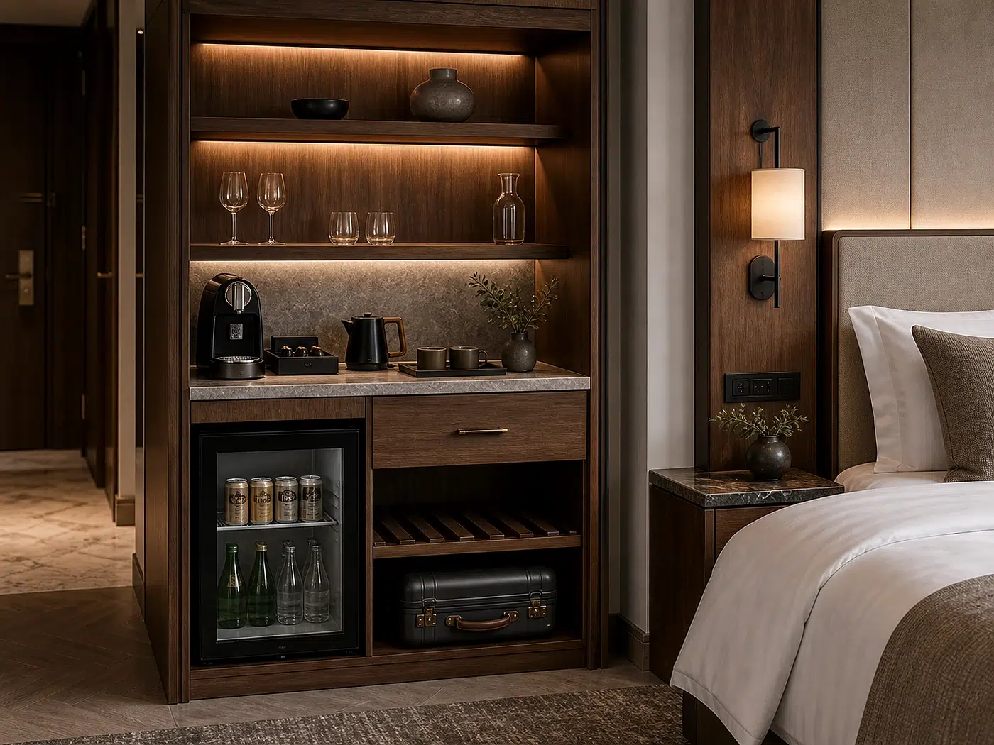Hotel Suite Minibar Cabinet for Hospitality rooms and serviced apartments