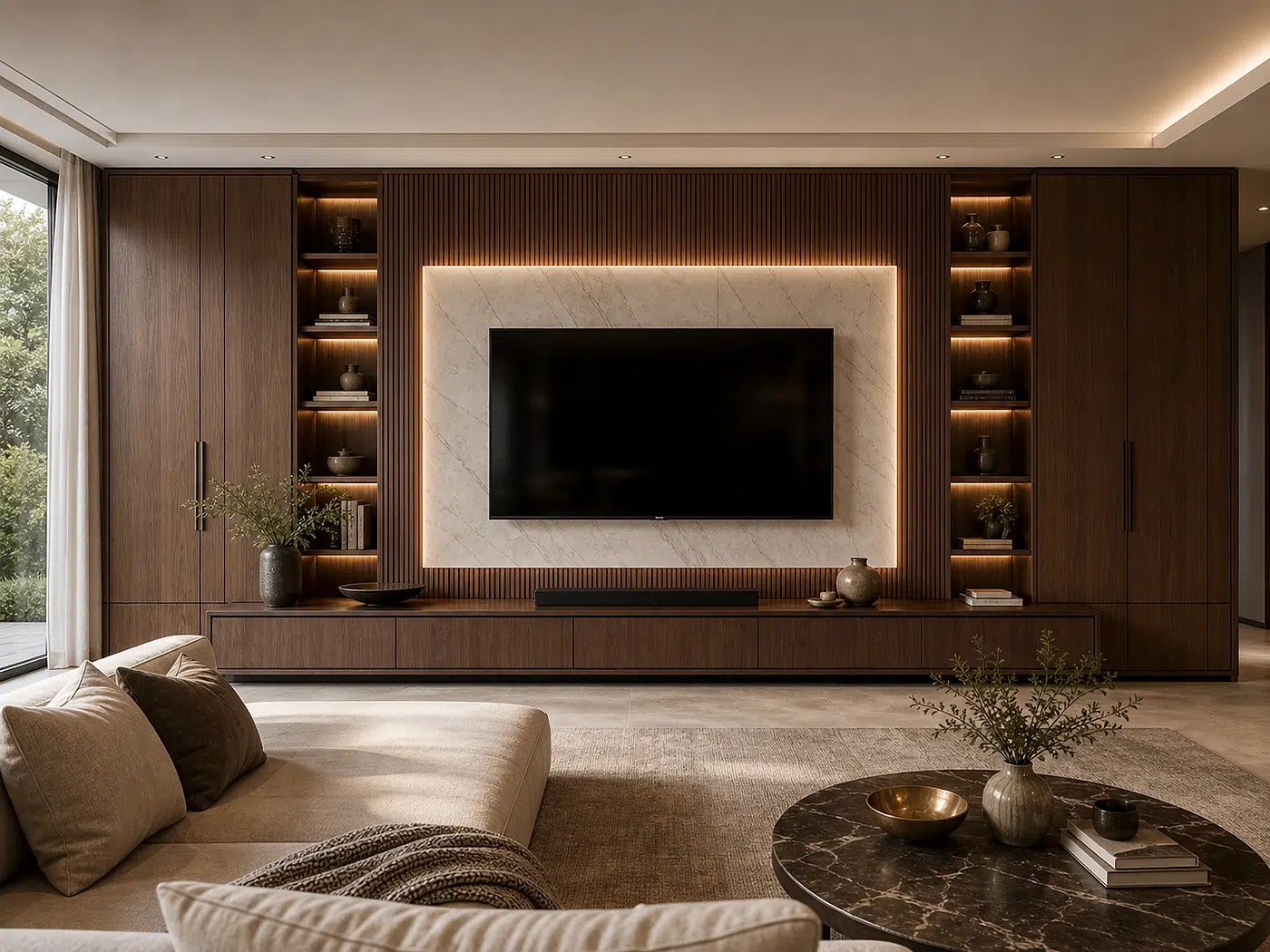 Integrated TV & Storage Wall for Living rooms and media spaces
