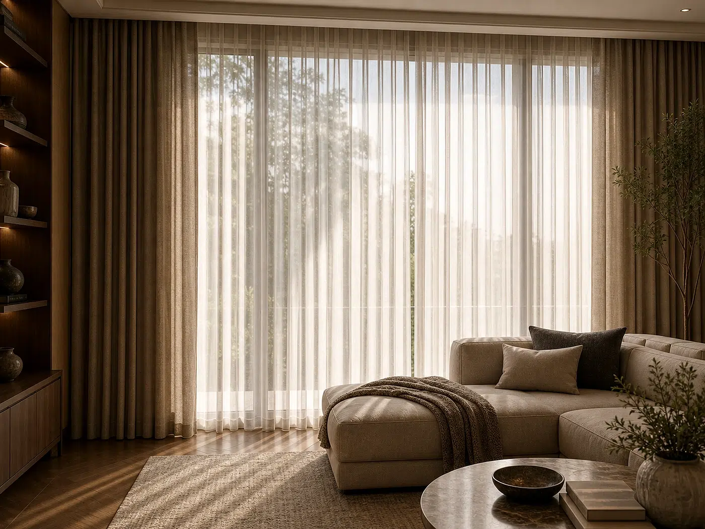 Layered Sheer Curtain Set for Living rooms and bedrooms