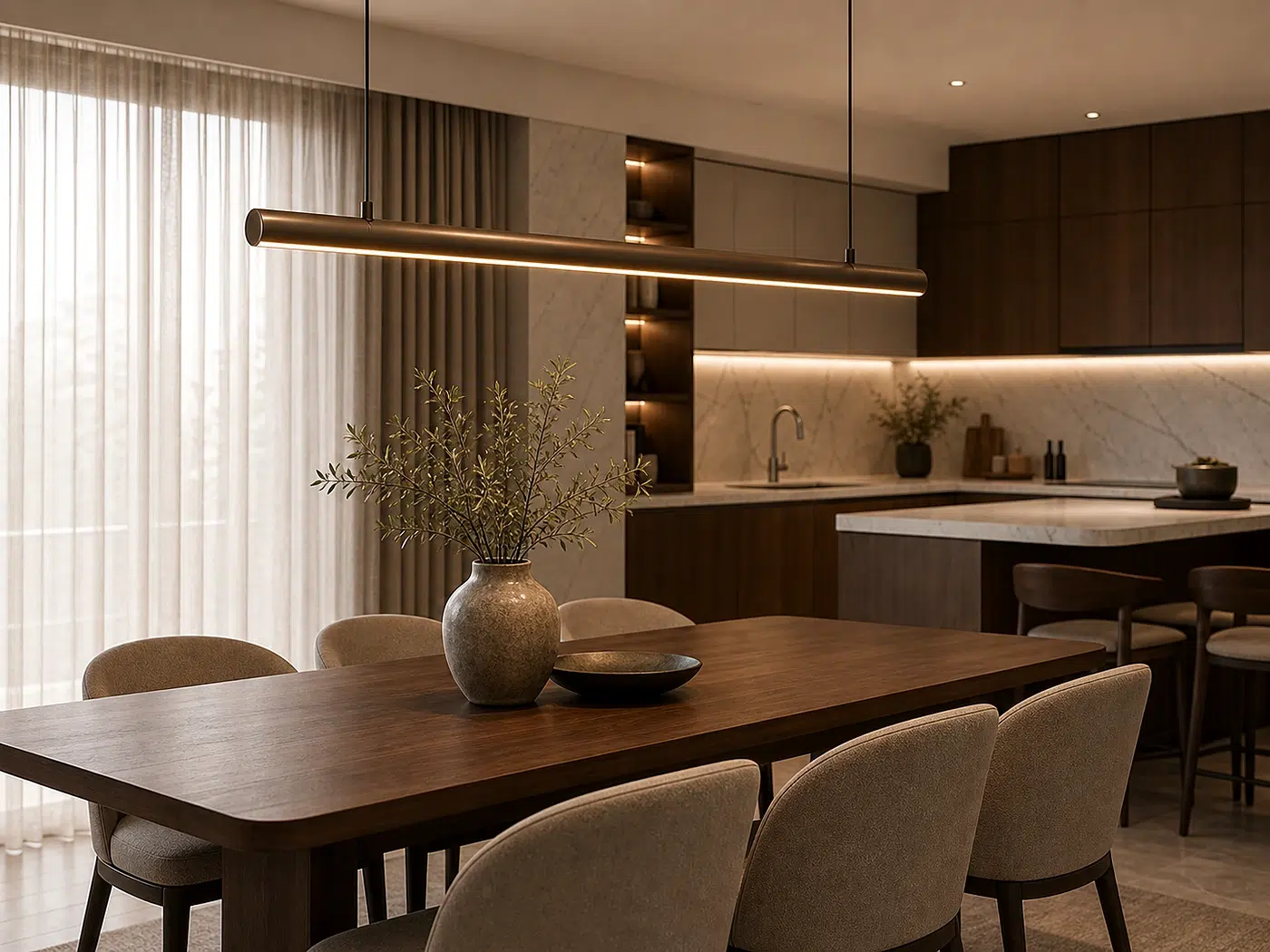 Linear Dining Pendant for Dining tables and kitchen islands