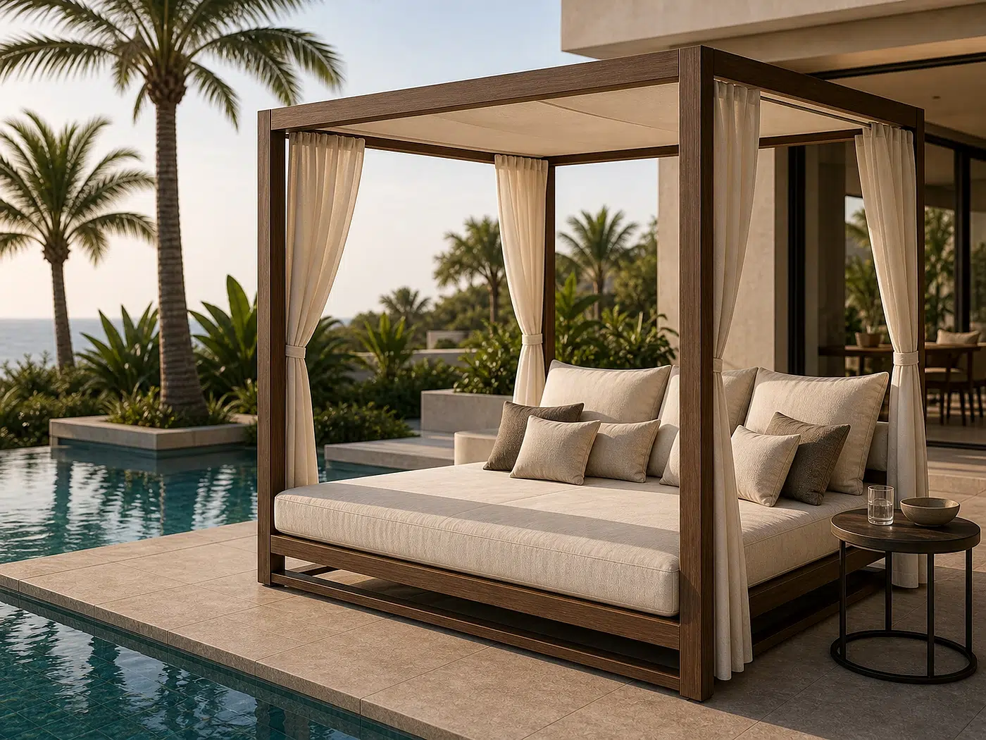 Outdoor Daybed Cabana for Poolside villas and boutique resorts