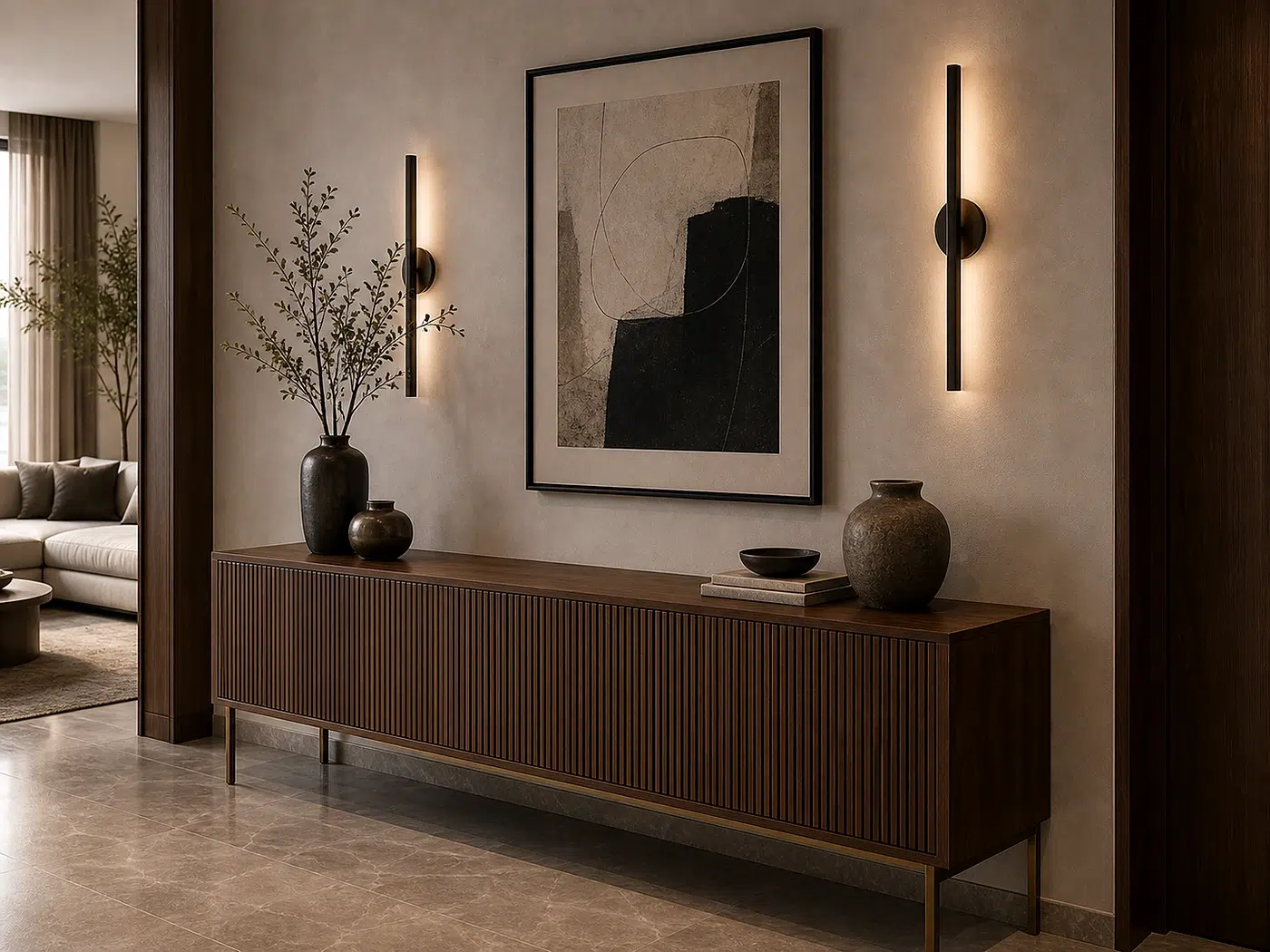 Slim Console Cabinet for Hallways, dining rooms, and entry zones