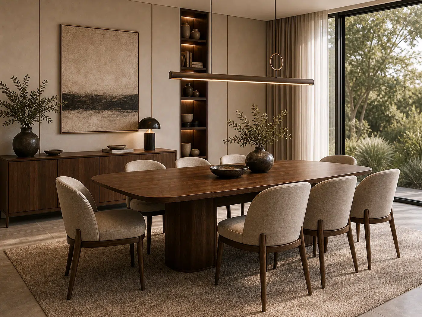 Walnut Dining Ensemble for Dining rooms and show homes